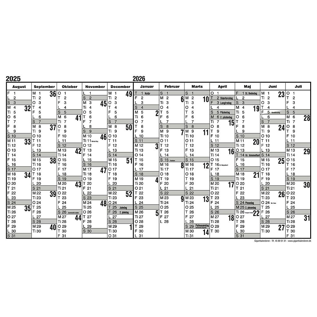 Skolekalenderblok 2025/2026